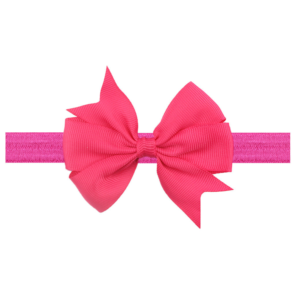 Solid Color Floral Baby Bow Headband with V-Shaped Ribbon - 21 Colors Available