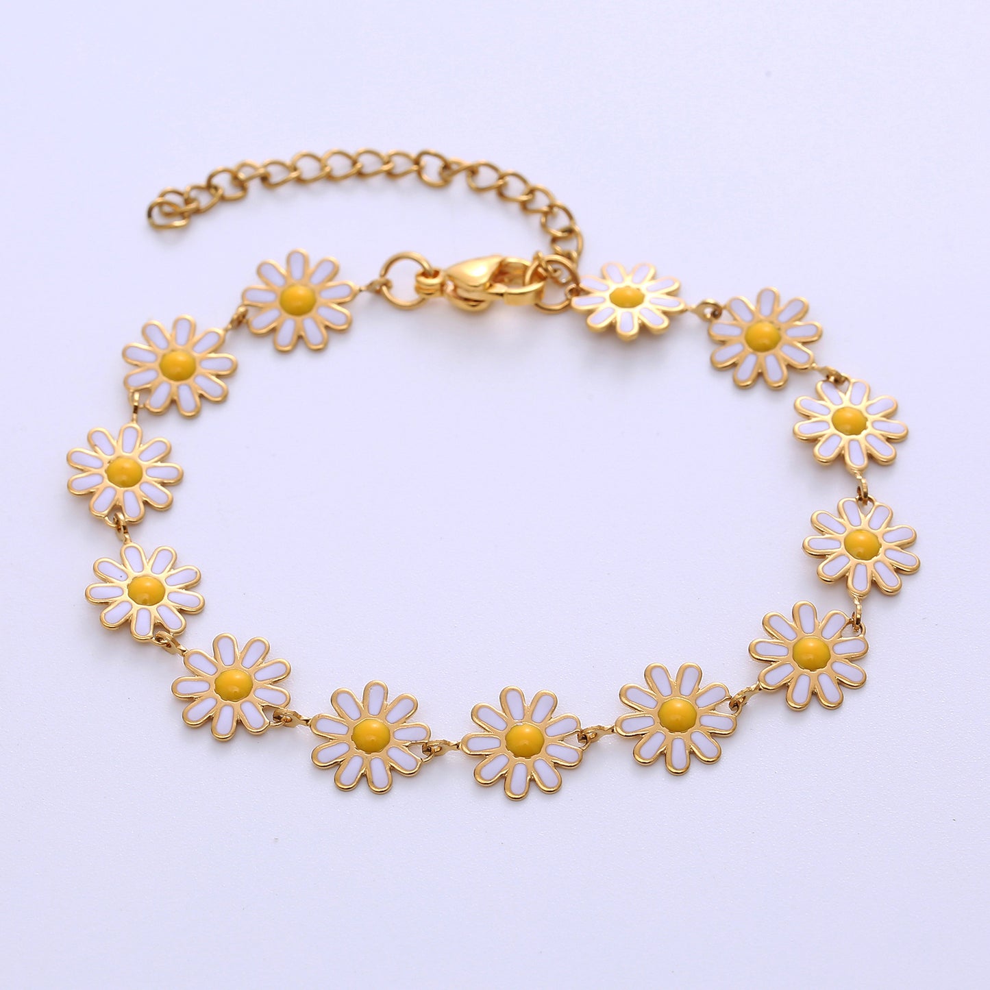 Bohemian Daisy Stainless Steel Epoxy Bracelet