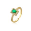 Geometric Gold Plated Copper Ring with Green Zircon