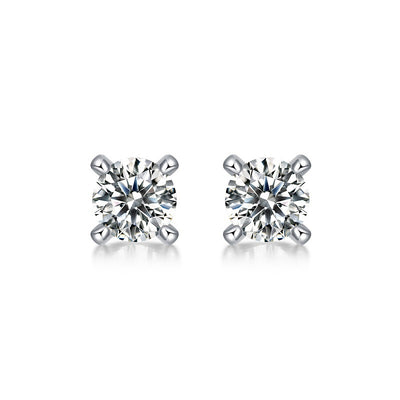 Solid Color Sterling Silver Moissanite Stud Earrings