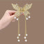 Women's Butterfly Pearl Rhinestone Hair Claw Clip