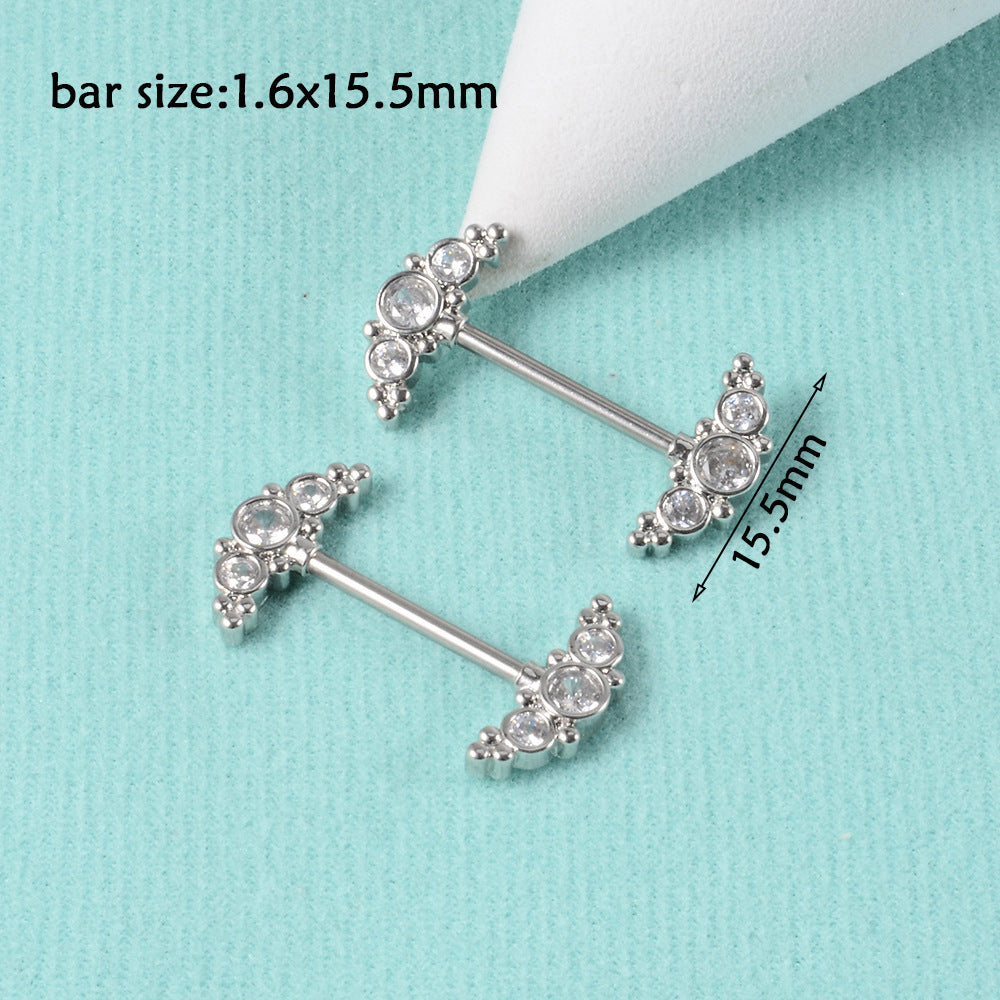 1 Pair Ear Cartilage Rings & Studs Simple Style Moon 304 Stainless Steel Synthetic Opal Rhinestone Polishing Inlay Synthetic Opal Rhinestones Opal