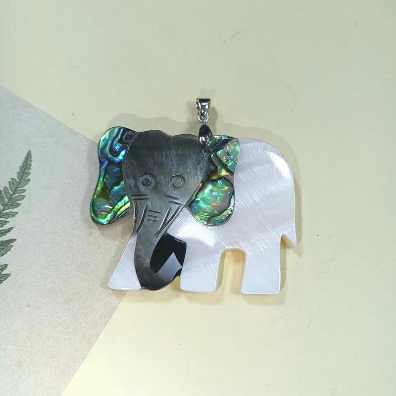 Cartoon Elephant Abalone Shell Pendant Jewelry Accessories