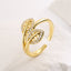 Minimalist Leaf Flower 18K Gold Plated Zircon Open Ring