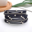 Simple Style Multi-Layer PU Leather Wrap Bracelet with Alloy Inlay Rhinestones for Women