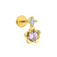 18k Gold Plated Flower Lizard Butterfly Zircon Lip Stud Earrings