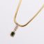 18K Gold Plated Rectangle Zircon Pendant Necklace with Stainless Steel Chain
