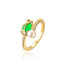 Elegant Geometric Zircon Pearl Open Ring - Gold Plated Copper