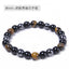 Unisex Geometric Agate & Tiger Eye Energy Bracelet - 8/10mm Black Magnet Beaded Yoga Jewelry