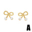 Modern Rabbit Flower Pearl Zircon 18K Gold Plated Stud Earrings