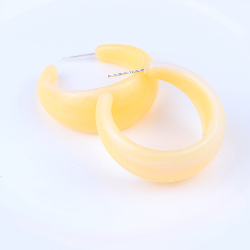 Simple Geometric C-Shaped Acrylic Hoop Earrings