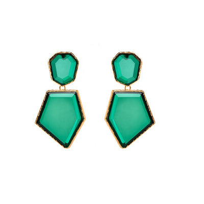 Elegant Geometric Rhinestone Resin Gold Plated Women's Earrings