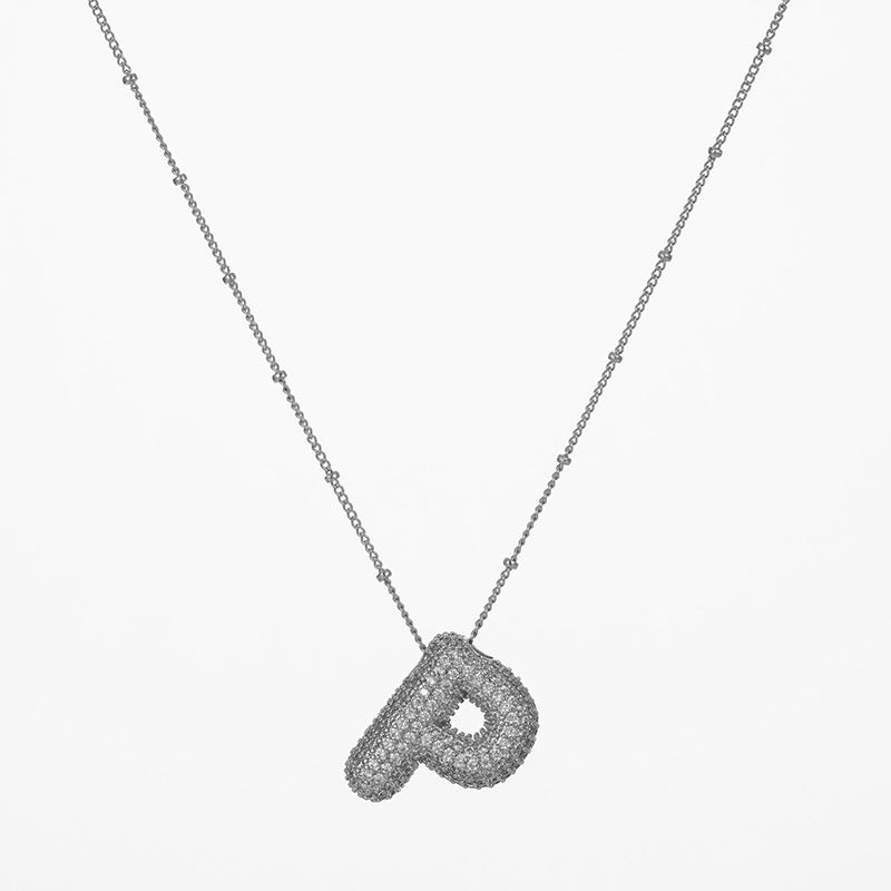 IG Style Minimalist Letter Zircon Pendant Necklace - Gold & Silver Plated