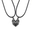 Fashion Heart Magnetic Couple Pendant Necklace with Leather Rope