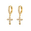 Retro Lightning Oval Zircon Gold Plated Drop Earrings