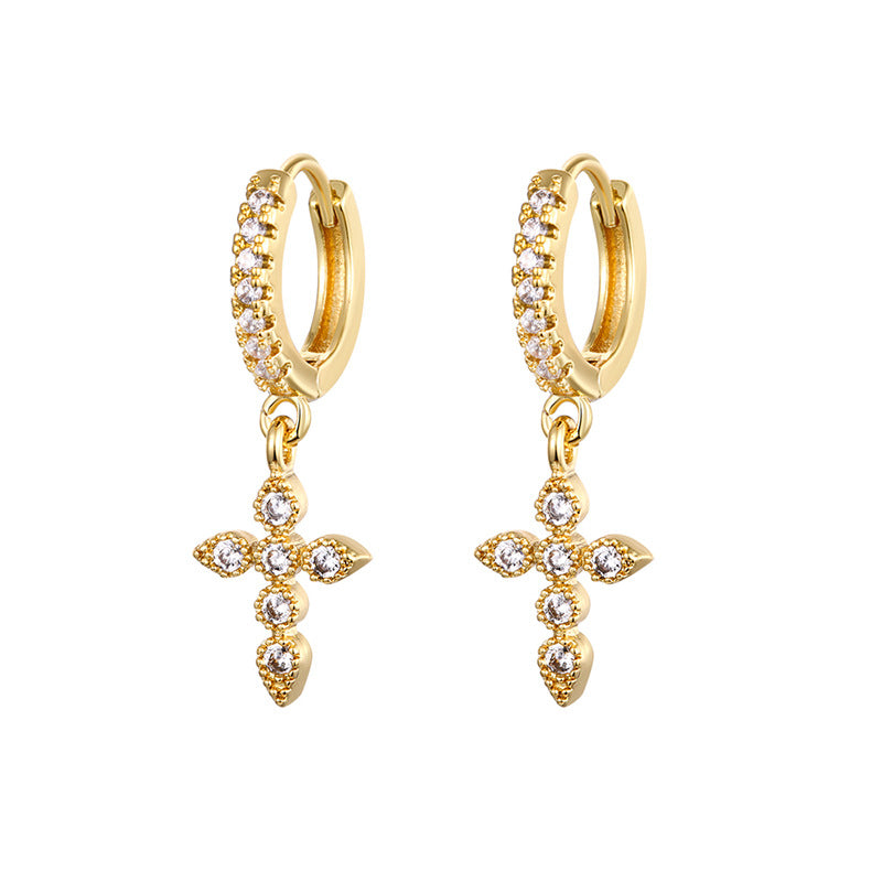 Retro Lightning Oval Zircon Gold Plated Drop Earrings