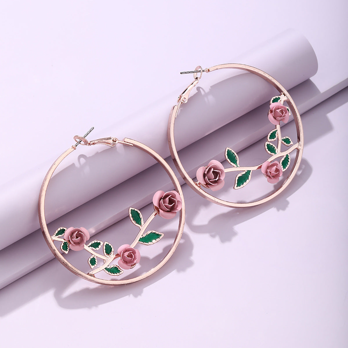 Vintage Rose Hollow Out Flower Metal Alloy Earrings Clip-On Accessories