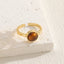 Elegant Geometric Tiger Eye Zircon 14K Gold Plated Copper Ring