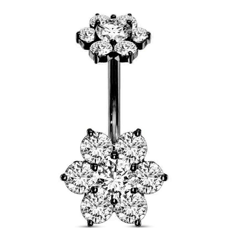 Geometric Zircon Butterfly Belly Ring 316 Stainless Steel Copper Inlay