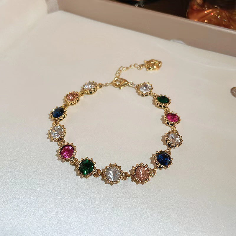 Simple Geometric Alloy Plated Zircon Gemstone Women's Bracelet