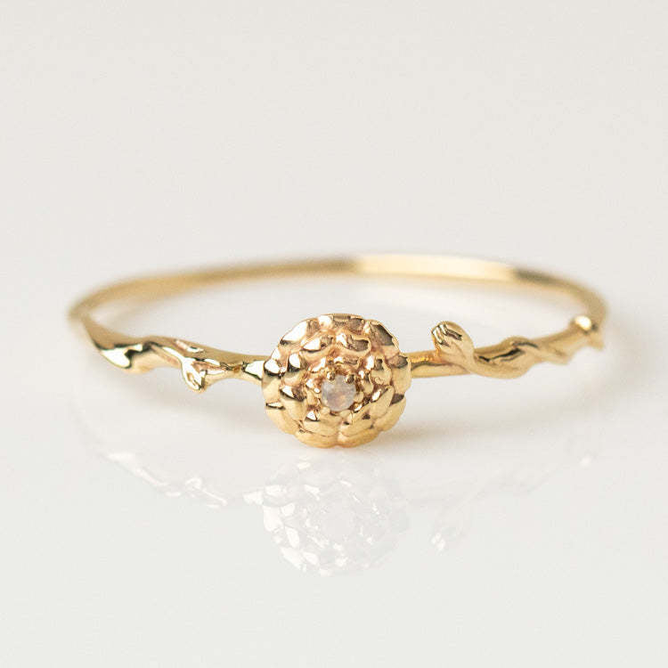 Elegant Glam Vintage Adjustable December Birthstone Flower Gold Plated Ring