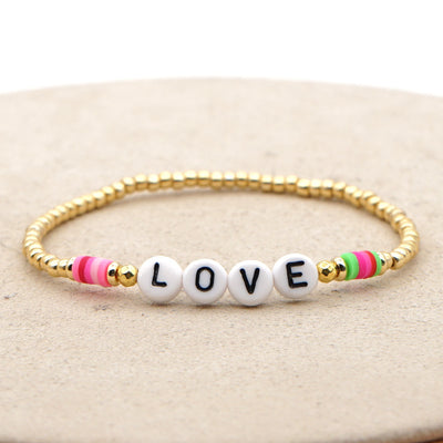 Bohemian Love Letter Stainless Steel and Colorful Beaded Bracelet