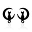 Fashion Stainless Steel Animal Ear Studs - Black Cat & Dog Design