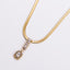 18K Gold Plated Rectangle Zircon Pendant Necklace with Stainless Steel Chain