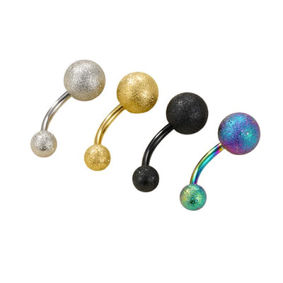 18K Gold Plated Stainless Steel Belly Ring with Matte Ball Design