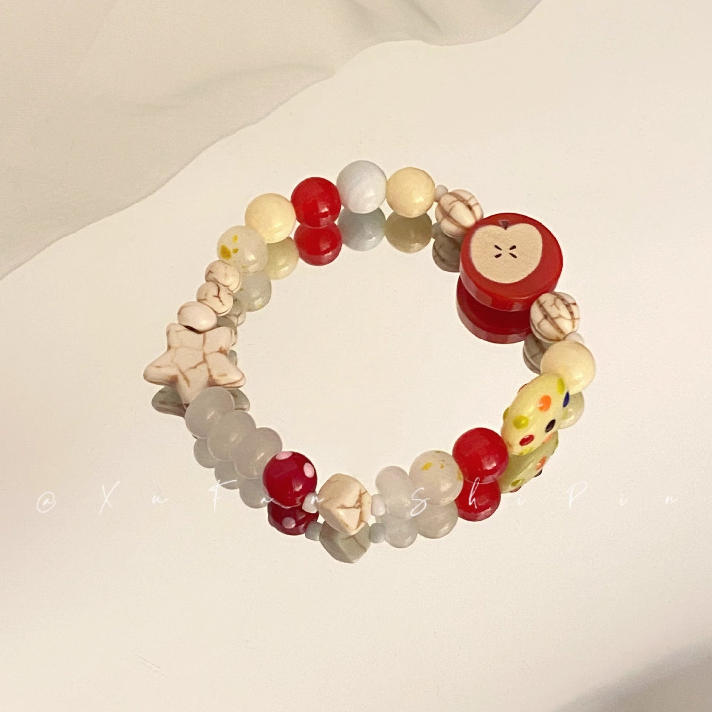 IG Style Sweet Animal Star Fruit Beaded Bracelet - Summer Dopamine Apple Design Women's Cute Hand Jewelry