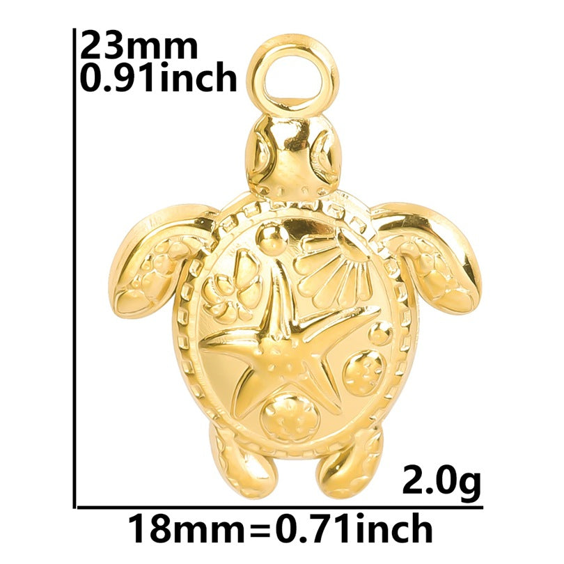 18K Gold Plated Tortoise Stainless Steel Pendant Necklace