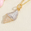 14k Gold Plated Starfish and Shell Zircon Pendant Necklace - Ocean Series