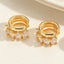 1 Pair Elegant Geometric Oval Emerald Zircon Ear Cuffs in 14k Gold and White Gold Plating