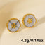 Elegant Round Flower Stainless Steel Stud Earrings - Vintage Luxury Design