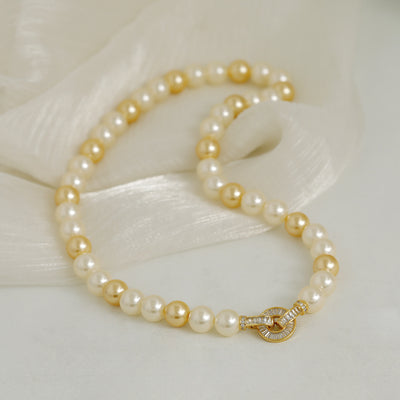 Simple Classic Round Ball Artificial Pearl Copper Necklace for Women