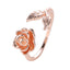 Luxurious Rose Copper Camellia Open Ring for Women