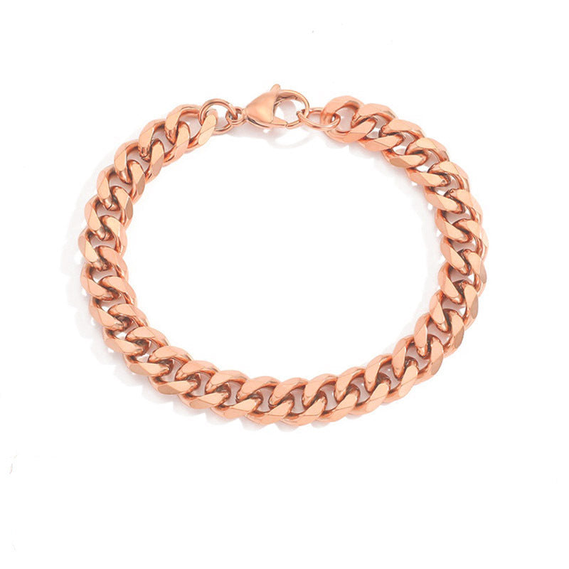 Retro Minimalist 14K Gold Plated Stainless Steel Cuban Chain Bracelet