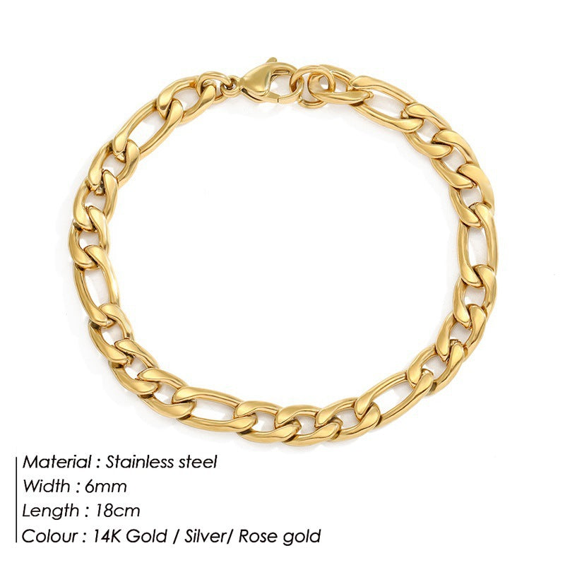 Fashion Chain Stainless Steel Gold Plated Bracelet