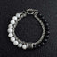 Casual Stainless Steel Matte Black Stone Beaded Men's Bracelet