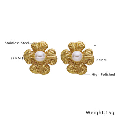 1 Pair Elegant Retro Heart Shape 304 Stainless Steel Ear Studs