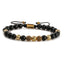 Retro Roman Geometric Howlite & Tiger Eye Beaded Bracelet with Zircon Accents