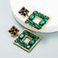 Fashion Colored Diamond Series Alloy Diamond-studded Glass Diamond Multi-layer Square Earrings