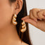 Geometric Alloy Drop Earrings - Retro Comma Design Studs for Women