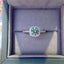 Simple Elegant Adjustable Silver Plated Zircon Ring with Blue-Green Moissanite