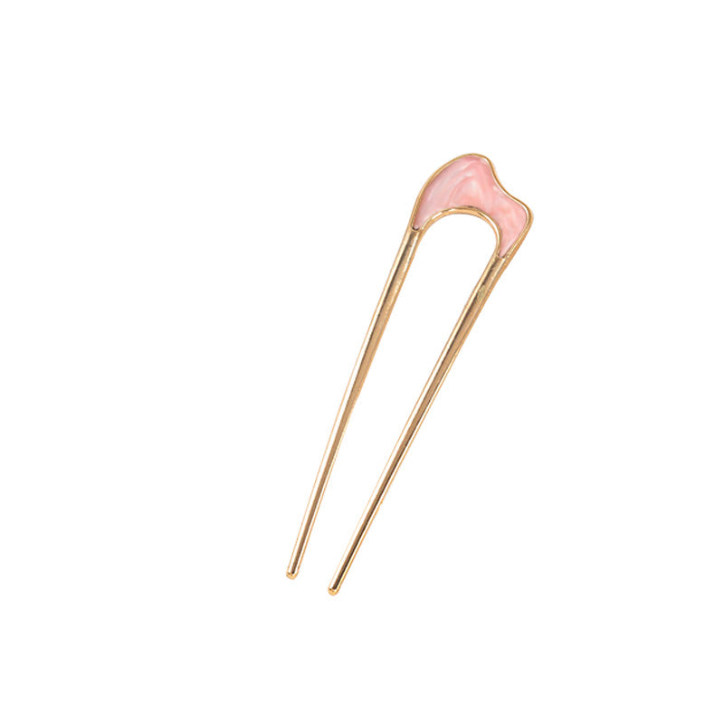 Women's U-Shape Alloy Hairpin - Japanese Style Metal Hair Fork