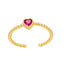 Fashion Heart Shape Gold Plated Zircon Open Ring