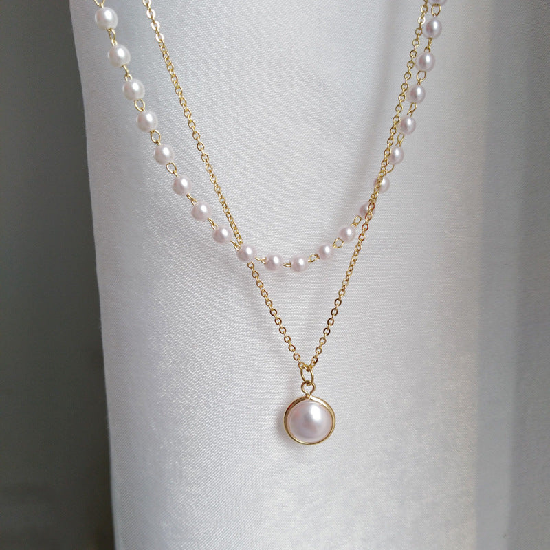 Simple Double-Layer Pearl Choker Necklace