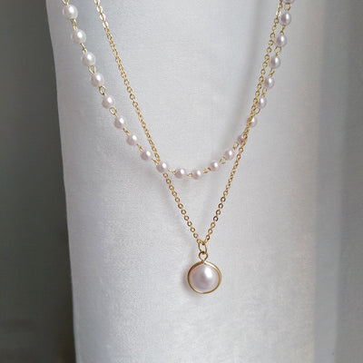 Simple Double-Layer Pearl Choker Necklace