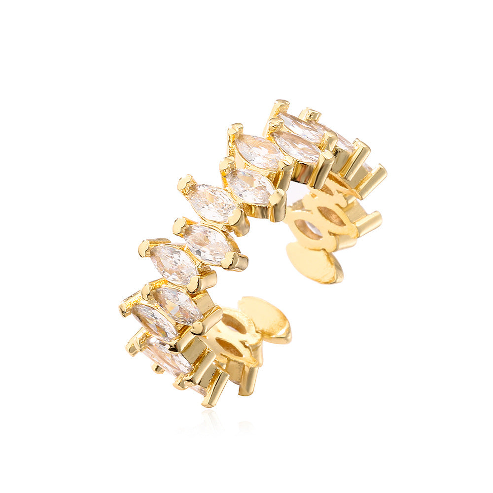 Fashion Geometric Gold Plated Zircon Open Ring