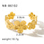 Vintage European Hip-Hop Butterfly & Flower 18K Gold Plated Stainless Steel Bangle Bracelet